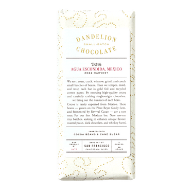 Dandelion Chocolate Chocolate Bar Agua Escondida, Mexico 70% 2022 Harvest Single-Origin Chocolate Bar