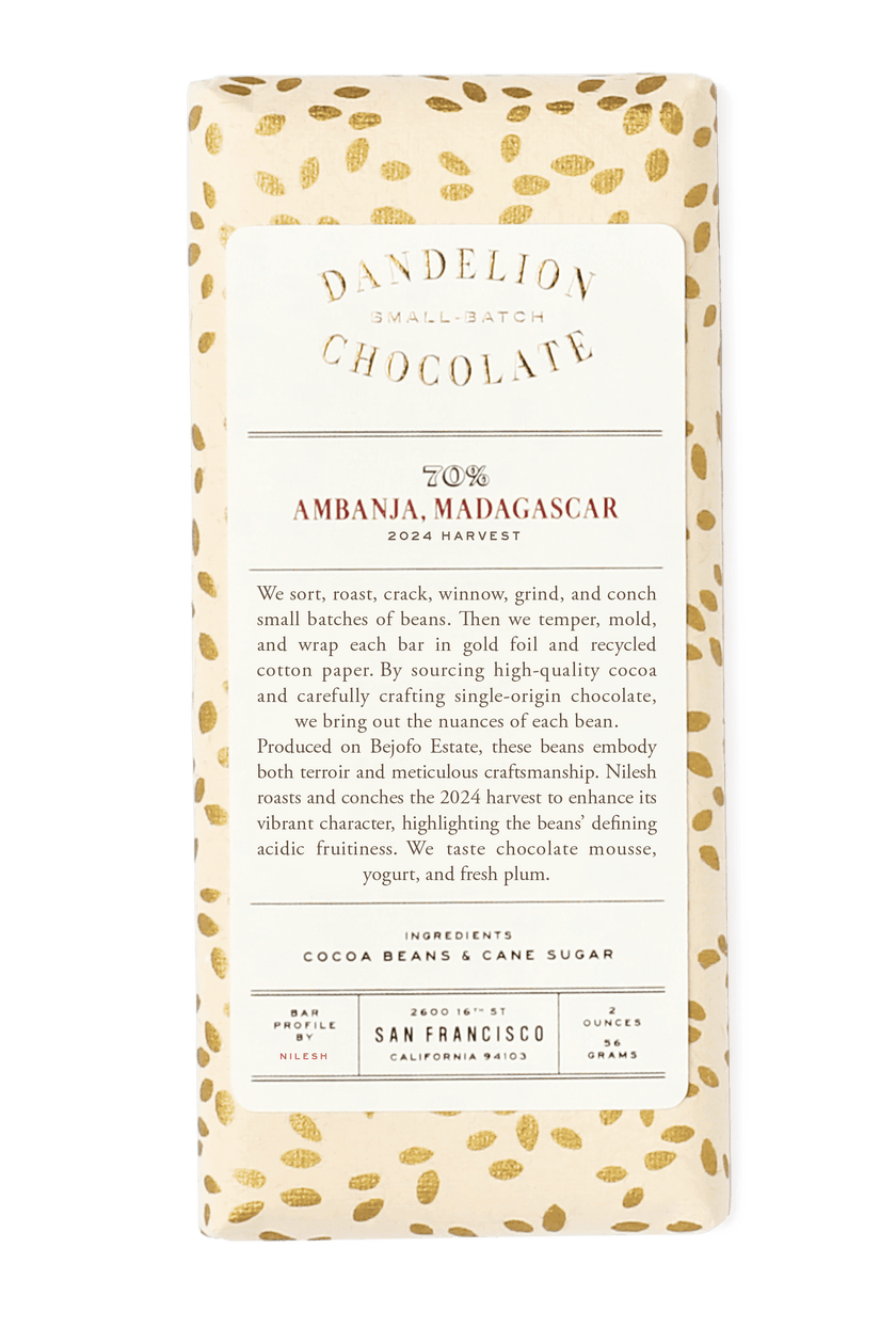 Dandelion Chocolate Chocolate Bar Ambanja, Madagascar 70% Single-Origin Chocolate Bar