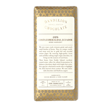 Dandelion Chocolate Chocolate Bar Costa Esmeraldas, Ecuador 85% 2022 Batch 1 Single-Origin Chocolate Bar
