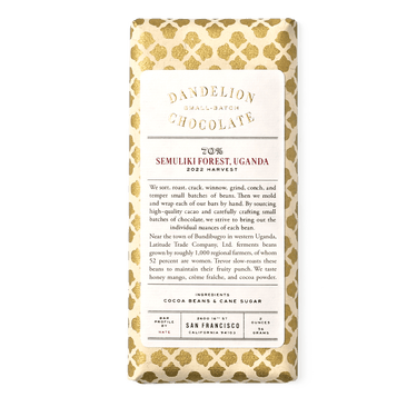 Dandelion Chocolate Chocolate Bar Semuliki Forest, Uganda 70% 2022 Harvest Single-Origin Chocolate Bar