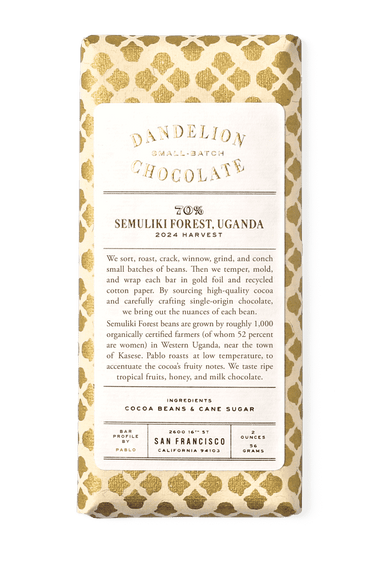 Dandelion Chocolate Chocolate Bar Semuliki Forest, Uganda 70% 2024 Harvest Single-Origin Chocolate Bar