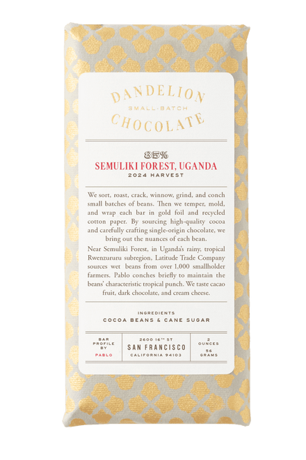 Dandelion Chocolate Chocolate Bar Semuliki Forest, Uganda 85% Single-Origin Chocolate Bar