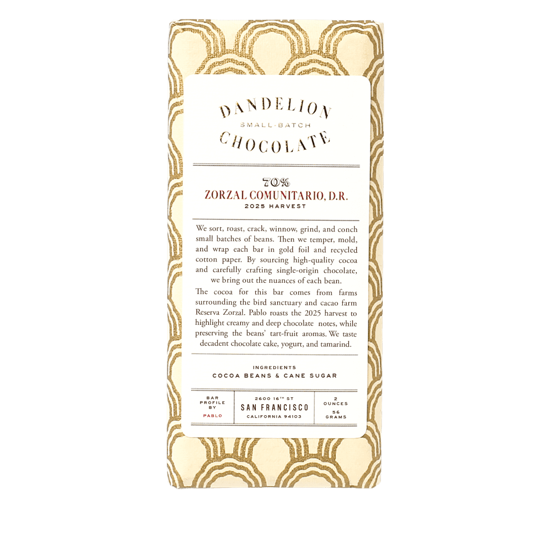 Zorzal Comunitario, Dominican Republic 70% Single-Origin Chocolate Zorzal Comunitario, Dominican Republic 70% Single-Origin Chocolate