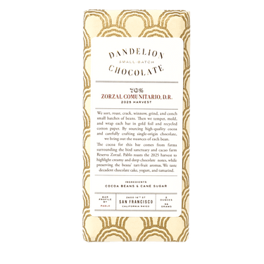 Dandelion Chocolate Chocolate Bar Zorzal Comunitario, Dominican Republic 70% Single-Origin Chocolate Bar