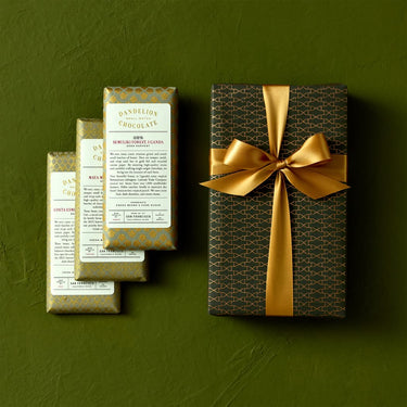 Dandelion Chocolate Gift Giftwrapped 85% Three-Bar Gift Set