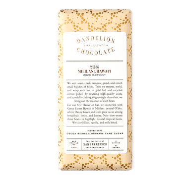 Dandelion Chocolate Mililani, Hawai’i 70% 2020 Harvest