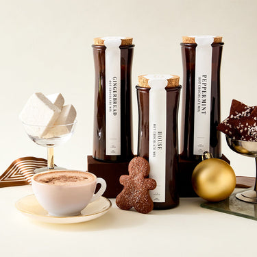 Dandelion Chocolate Seasonal Hot Chocolate Trio with marshmallows- Lincoln Access