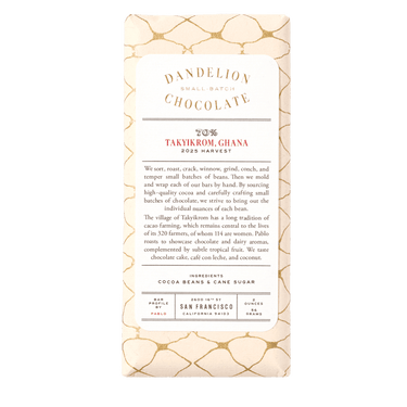 Dandelion Chocolate Takyikrom, Ghana 70% Single-Origin Chocolate Bar