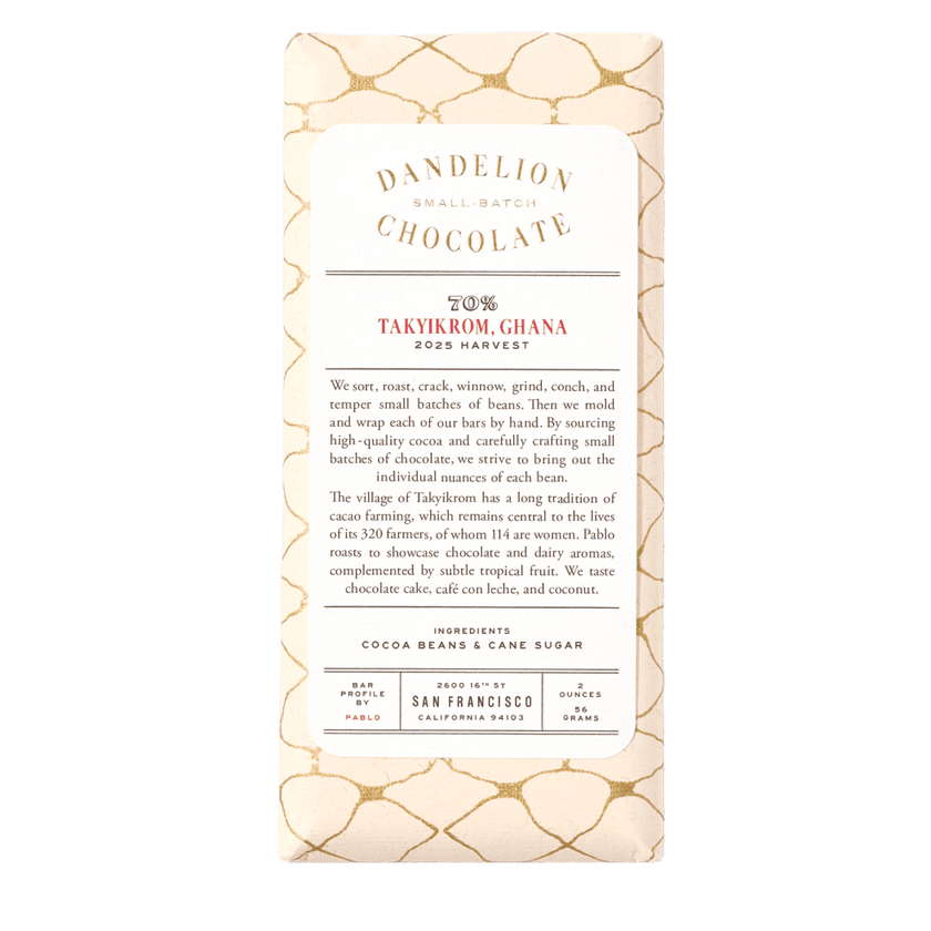 Dandelion Chocolate Takyikrom, Ghana 70% Single-Origin Chocolate Bar