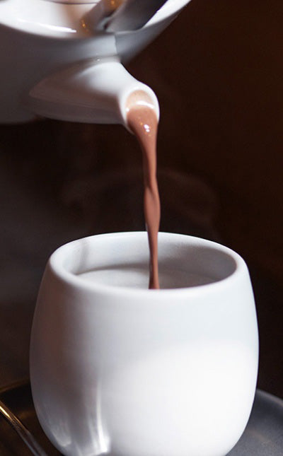 Hot chocolate pouring
