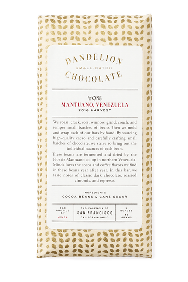 Dandelion Chocolate Chocolate Bar Mantuano, Venezuela 70% 2016 Harvest Single-Origin Chocolate Bar
