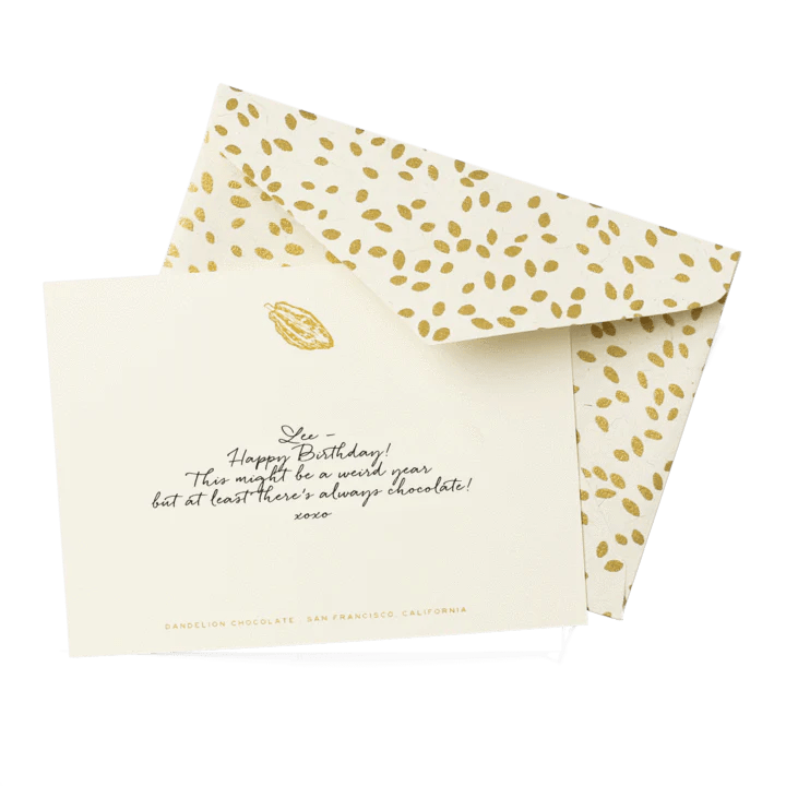Dandelion Chocolate CORPORATE Private Inventory (Not for public use / general use) Printed Gift Note (with envelope)