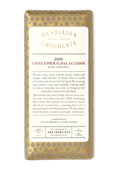 Dandelion Chocolate COSTA ESMERALDAS, ECUADOR 2020 70% BATCH 2 SINGLE-ORIGIN CHOCOLATE BAR